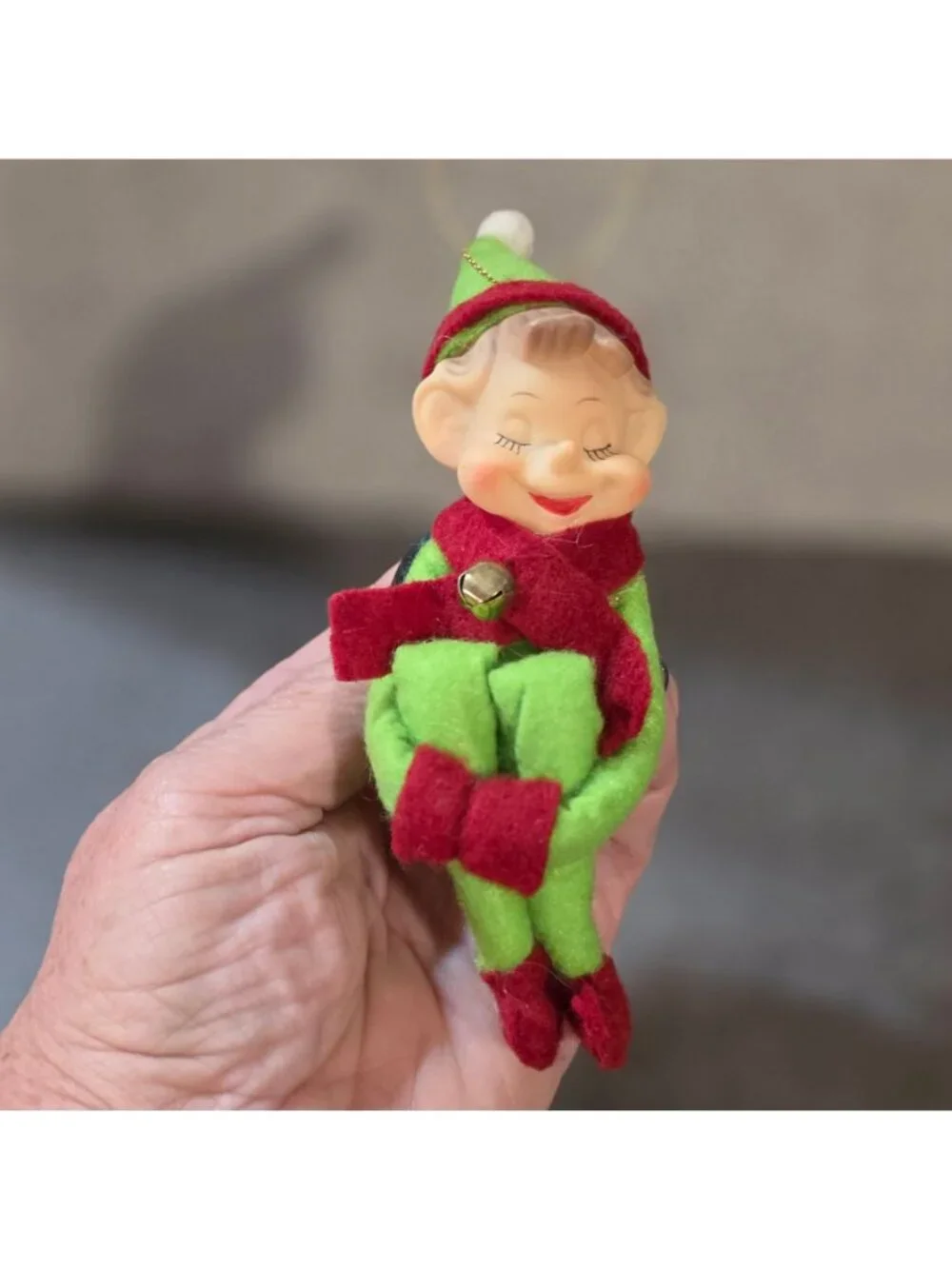 Annalee Christmas Pixie Elf Knee Hugger Ornament Vermont Country Store Green 6